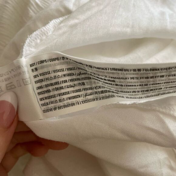 Abercrombie‎ & Fitch Swiss Dot Cinched Waist Tiered Mini Dress Sz Large White - Picture 5 of 5